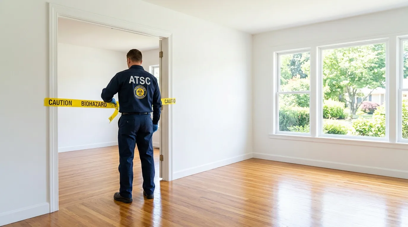 Certified biohazard cleanup crew performing Trauma Scene Cleanup in Tappan